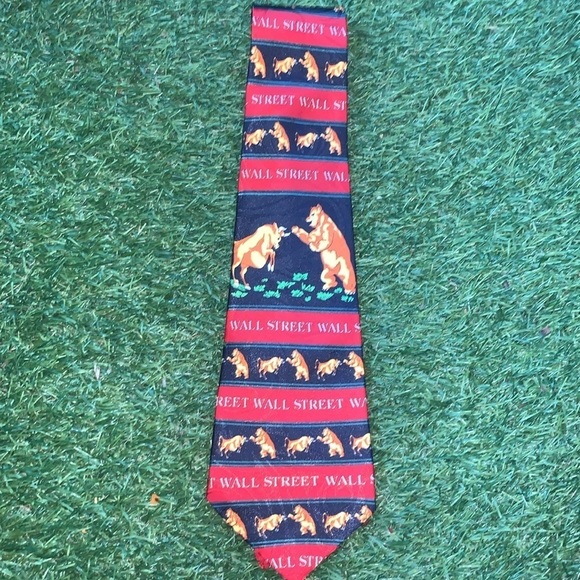 Steven Harris “Wall Street” Bull & Bear Tie Stock Broker Financial Advisor Gift - Picture 1 of 12